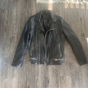 All Saints XL Motocycle Leather Jacket in Black